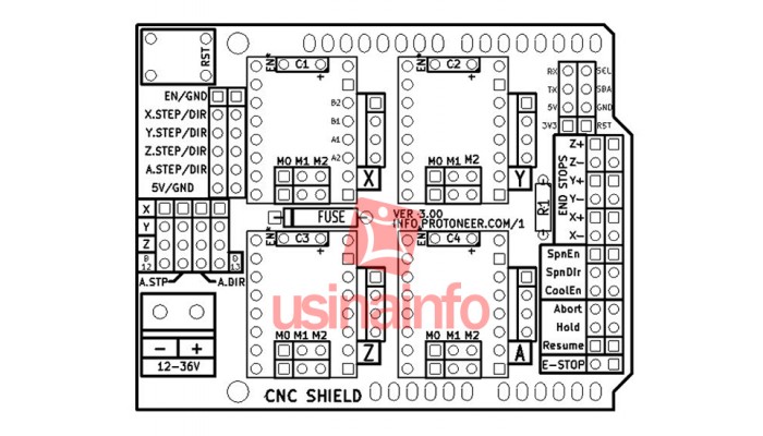 CNC Shield V3 Impressora 3D Arduino para 4 Drivers A4988 - [1003043]