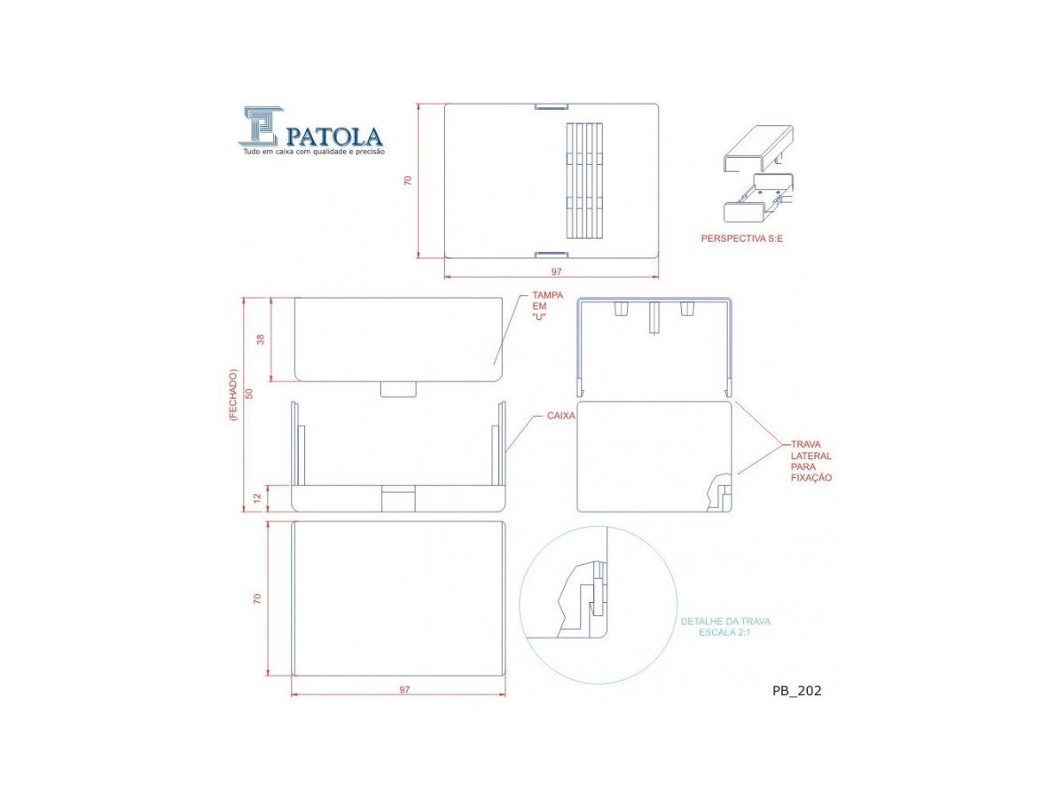 Caixa Patola / Case para Montagem 50 x 70 x 98 mm - PB-202- Imagem 8