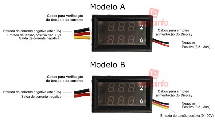 MEDIDOR DIGITAL VOLTIMETRO AMPERIMETRO PAINEL DC 0-100V 10A - [1005629]