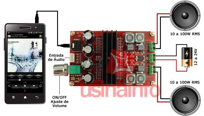 MODULO DE AMPLIFICADOR DE AUDIO 100W 12V-24V TPA3116D2 - [1006338]