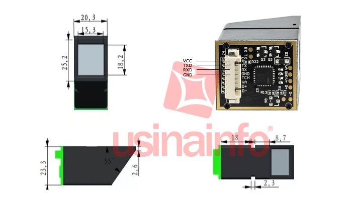Leitor Biométrico para Arduino JM101 + Cabo - Usinainfo