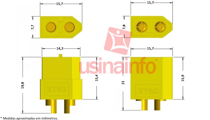 CONECTOR DE BATERIA DE XT60 RC LIPO MACHO/FEMEA - [1010980]