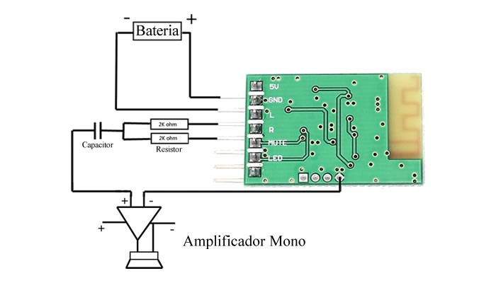 Módulo Receptor de Áudio Bluetooth 4.0 DIY V1.3 - [1012422]