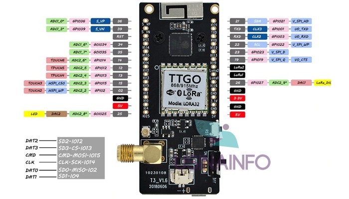 ESP32 LoRa TTGO V2.1-1.6 Pax Counter SX1276 868/915MHZ de Longo Alcance com Display OLED e Bluetooth - [1012589]