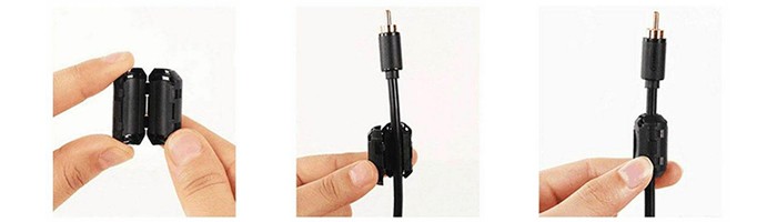 Núcleo de Ferrite Supressor 7mm  / Clip Conector Filtro Emi Rfi para Cabos até 7mm