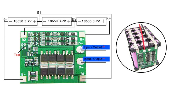 Controlador de Carga 18650 3S BMS / Placa de Proteção de Carga para Bateria 18650 3S 25A 12V - [1013245]