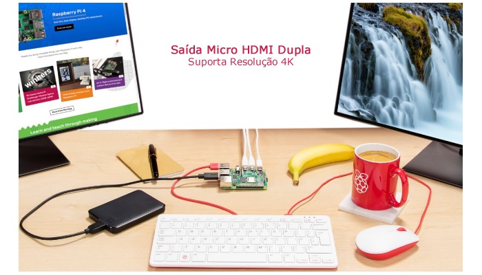 Raspberry Pi 4 Modelo B Original com Wifi, Bluetooth 5.0, USB 3.0 e HDMI 4K - [1013554]