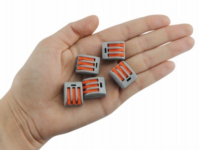 Conector Tipo Wago 3 Vias Emenda R&aacute;pida 32A 250V - Kit com 5 Unidades - Imagem 4