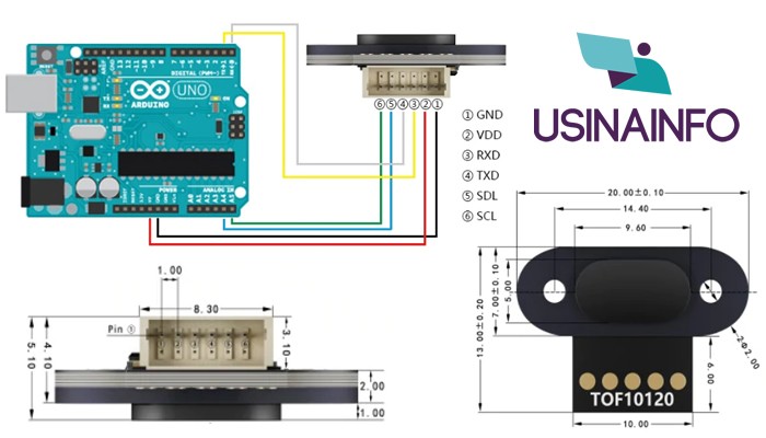 Sensor de Distância a Laser TOF10120 de Alta Precisão + Cabo - 10 a 180cm - [1013734]