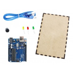 Kit Arduino Básico Uno R3 + Estojo MDF - KB05