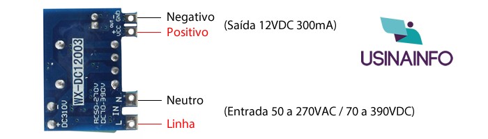 Conversor AC DC 12VDC 300mA Entrada 50 a 270VAC - WX-DC12003 - [1014575]