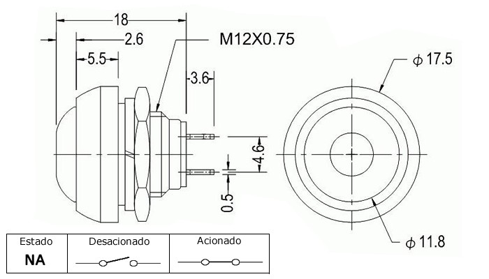 Interruptor Pulsador 12mm PBS-33B 3A Branco