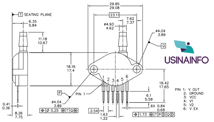 Sensor de Pressão Absoluta MPX4250AP 20kPa a 250kPa - [1014716]