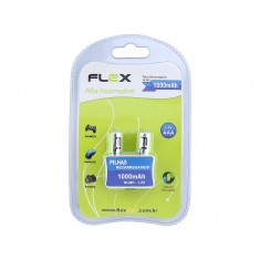 Pilha AAA Recarregável 1000 mAh Flex - Kit com 2 unidades