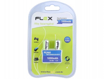 Pilha AAA Recarregável 1100 mAh Flex - Kit com 2 unidades - Imagem 1
