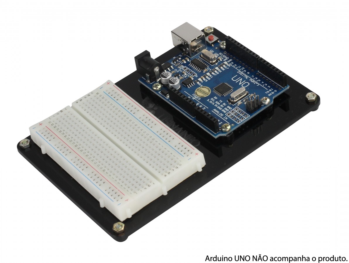 Base Acrílica Preta com Protoboard para Arduino- Imagem 2