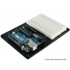 Base Acrílica para Arduino UNO + Protoboard e Parafusos Plásticos