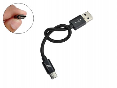 Cabo USB tipo C 20cm 4A para Raspberry Pi 4 e Celular - Preto - Imagem 1