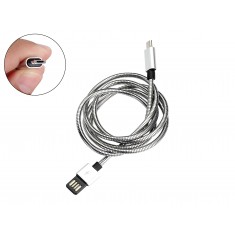 Cabo Micro USB Inox 1m Turbo 4A Blindado para Arduino Leonardo, Micro, DUE, ESP32, Raspberry Pi 3 e Celular