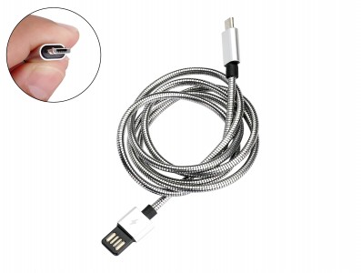 Cabo Micro USB Inox 1m Turbo 4A Blindado para Arduino Leonardo, Micro, DUE, Raspberry Pi 3 e Celular - Imagem 1