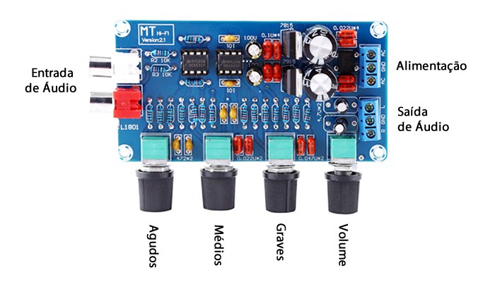 Pré Amplificador Preamp Hi - Fi 10X NE5532 Estéreo DIY - [1016939]