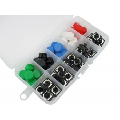 Kit Push Button 12x12 com Capas Coloridas 25 Unidades + Case