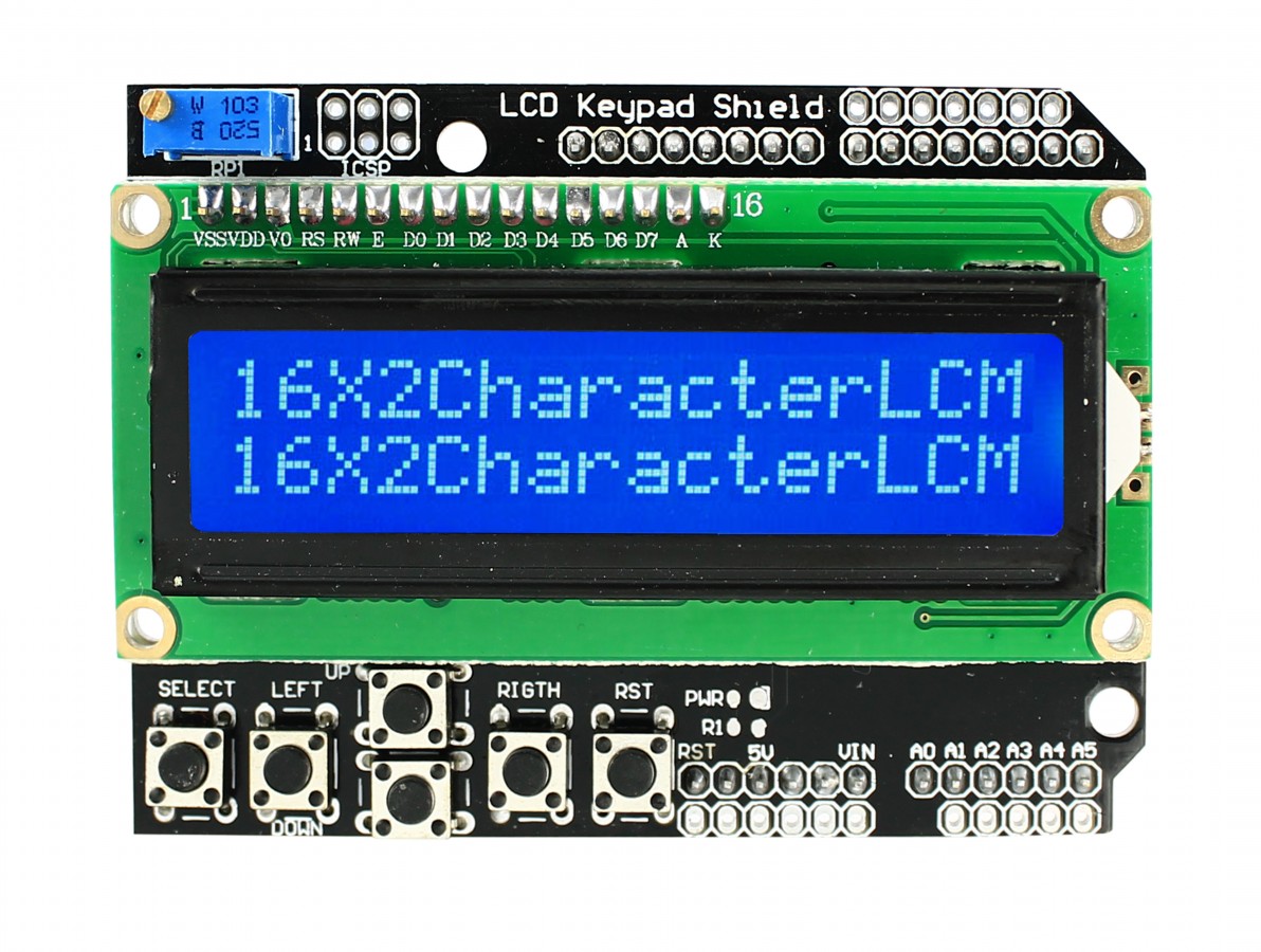 Shield LCD 16x2 / LCD Keypad Shield com botões para Arduino- Imagem 1