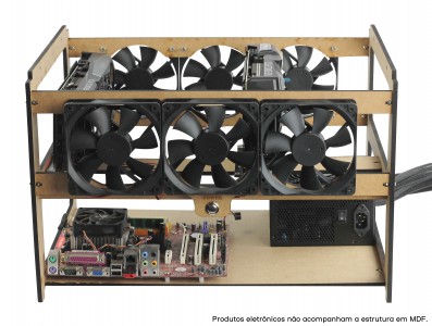 Estrutura para Rig de Minera&ccedil;&atilde;o 4 GPUs e 6 Fans MDF 6mm RM4G6F V3 - Imagem 2