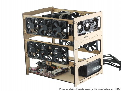 Estrutura para Rig de Minera&ccedil;&atilde;o 8 GPUs e 12 Fans MDF 6mm RM8G12F V3 - Imagem 5