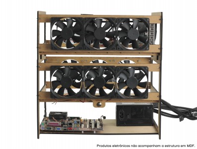 Estrutura para Rig de Minera&ccedil;&atilde;o 8 GPUs e 12 Fans MDF 6mm RM8G12F V3 - Imagem 2