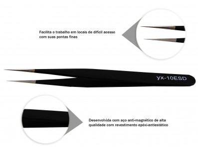 Pin&ccedil;a Antiest&aacute;tica ESD com Revestimento Ep&oacute;xi 123mm - ESD10 - Imagem 3