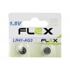 Bateria LR41 AG3 1,5V / Pilha LR41 Flex - Kit com 2 Unidades