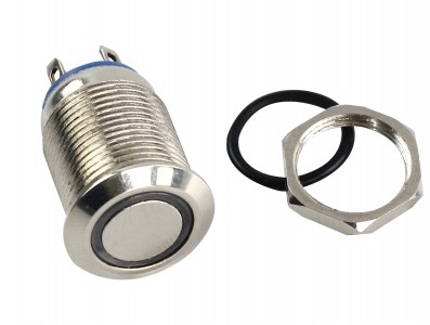 Pulsador Push Button NA 12mm em A&ccedil;o Inox com LED Azul - Imperme&aacute;vel - Imagem 3