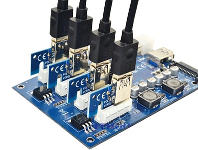 Expansor PCI Express x1 para 4x PCIE Riser com USB 3.0 em Rig Mineração - [1018893]