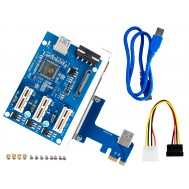 Expansor PCI Express x1 para x3 PCIE Riser com USB 3.0 em Rig Mineração