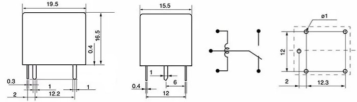 Relé 24V 10A 1 Canal Reversível Selado - JQC-3 T73