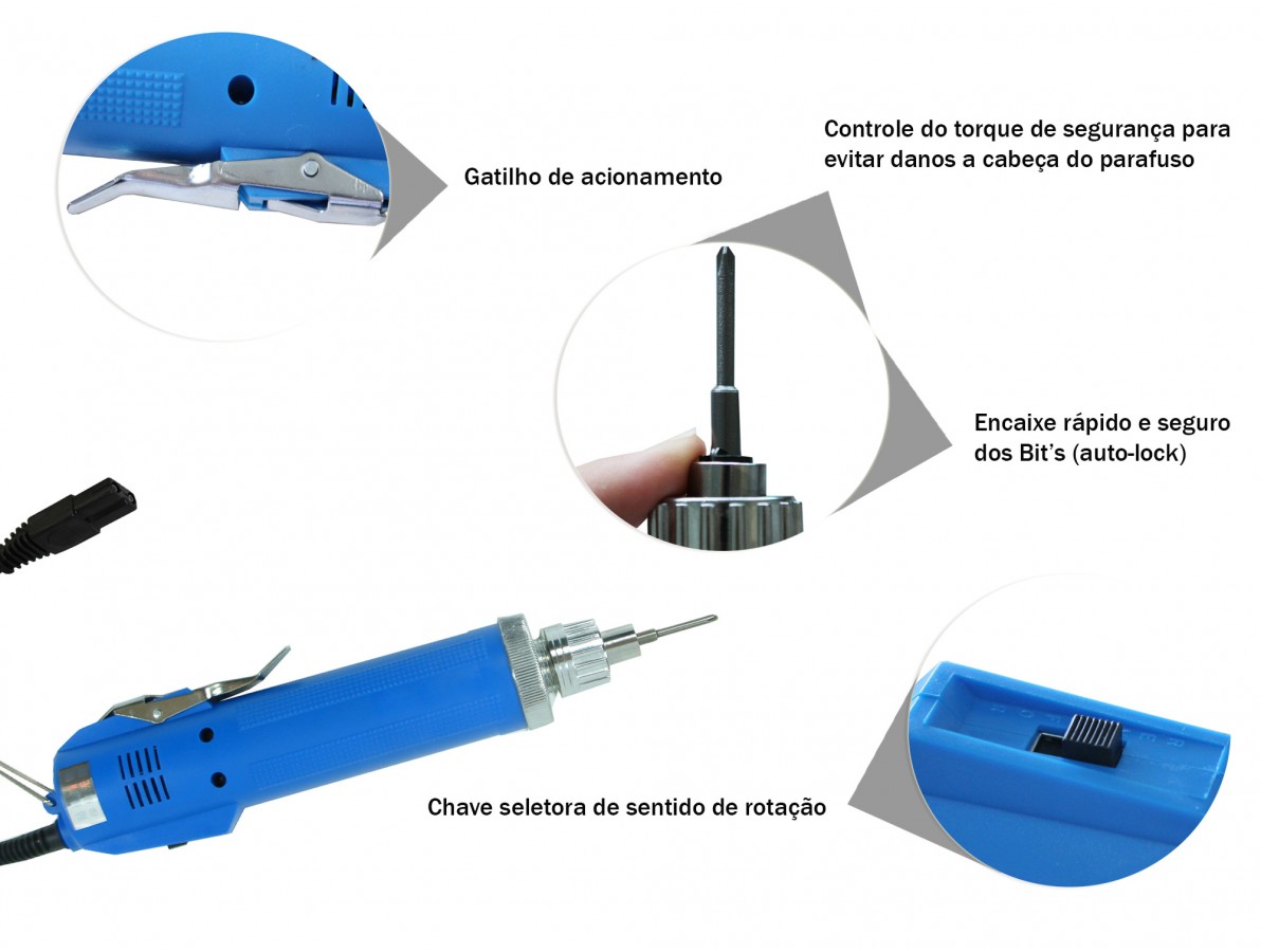 Parafusadeira elétrica com conector fêmea padrão ideal para bancadas e linhas de montagem - DN4CA- Imagem 4