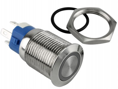 Pulsador Push Button em A&ccedil;o Inox com Ilumina&ccedil;&atilde;o em LED Vermelho - Imperme&aacute;vel - Imagem 3