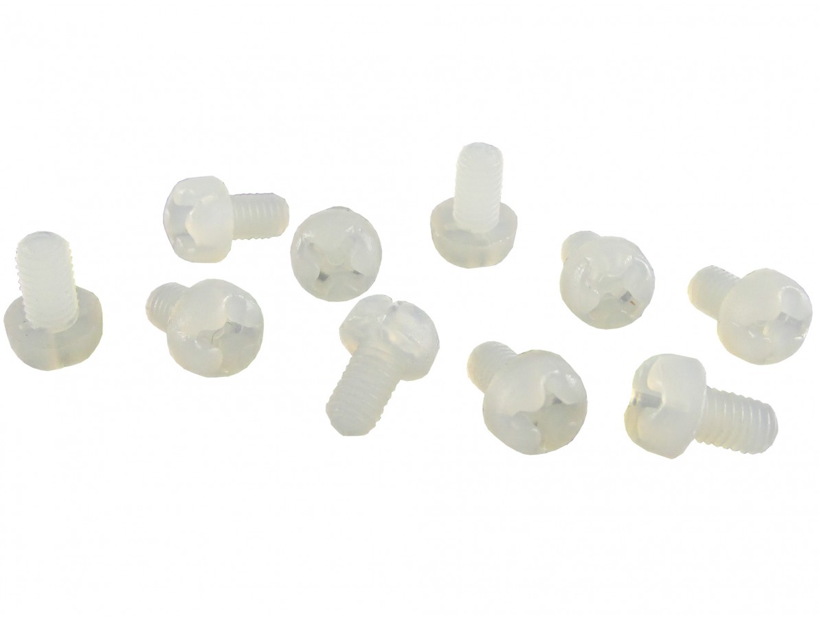 Parafuso Plástico em Nylon M3 x 6mm Phillips (Branco) - Kit com 10 unidades