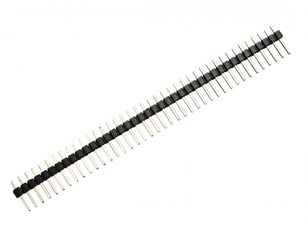 Barra de pinos macho 1x40 vias com passo de 2,54mm - Preto- Imagem 1