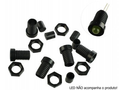Suporte para LED 5mm Preto com Rosca - Kit com 5 Unidades - Imagem 1