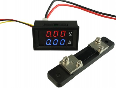 Voltímetro Digital com Amperímetro 50A / 0 a 100VDC - Vermelho/Azul - Imagem 1