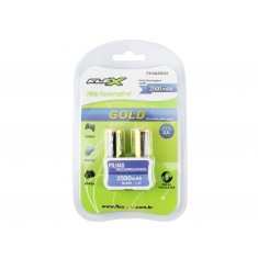 Pilha AA Recarregável 2500 mAh Flex Gold - Kit com 2 unidades