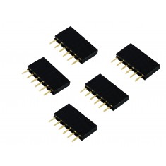 Barra de 6 Pinos 2,54mm Fêmea / Conector Empilhável para PCI - Kit com 5 unidades