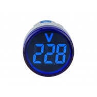Voltímetro Digital 22mm 60-500V AC Sinaleiro para Painel - Azul