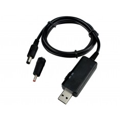 Cabo USB P4 com Regulador de Tensão 5V para 9V ou 12V DC Step Up e Voltímetro + Adaptador - KWS-912V / 1.5 a 2A