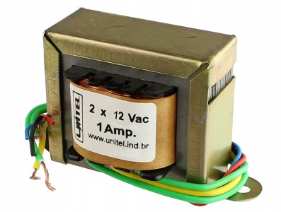 Transformador / Trafo 12V + 12V / 1A (BIVOLT) - Uso Geral - Imagem 1