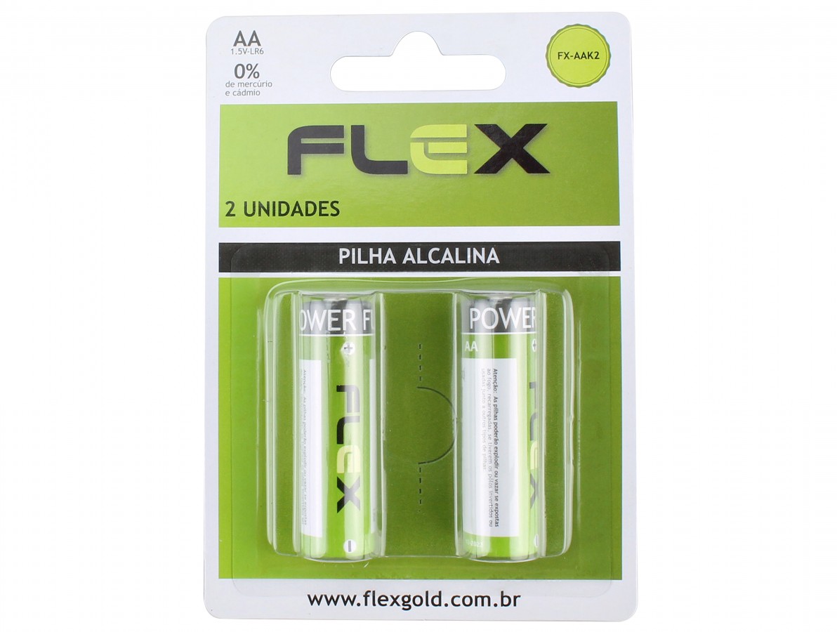 Pilha AA 1,5V Alcalina Flex Kit com 2 unidades - Usinainfo