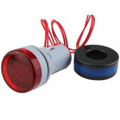Amperímetro Digital 22mm 100A 300VAC Sinaleiro para Painel - Vermelho