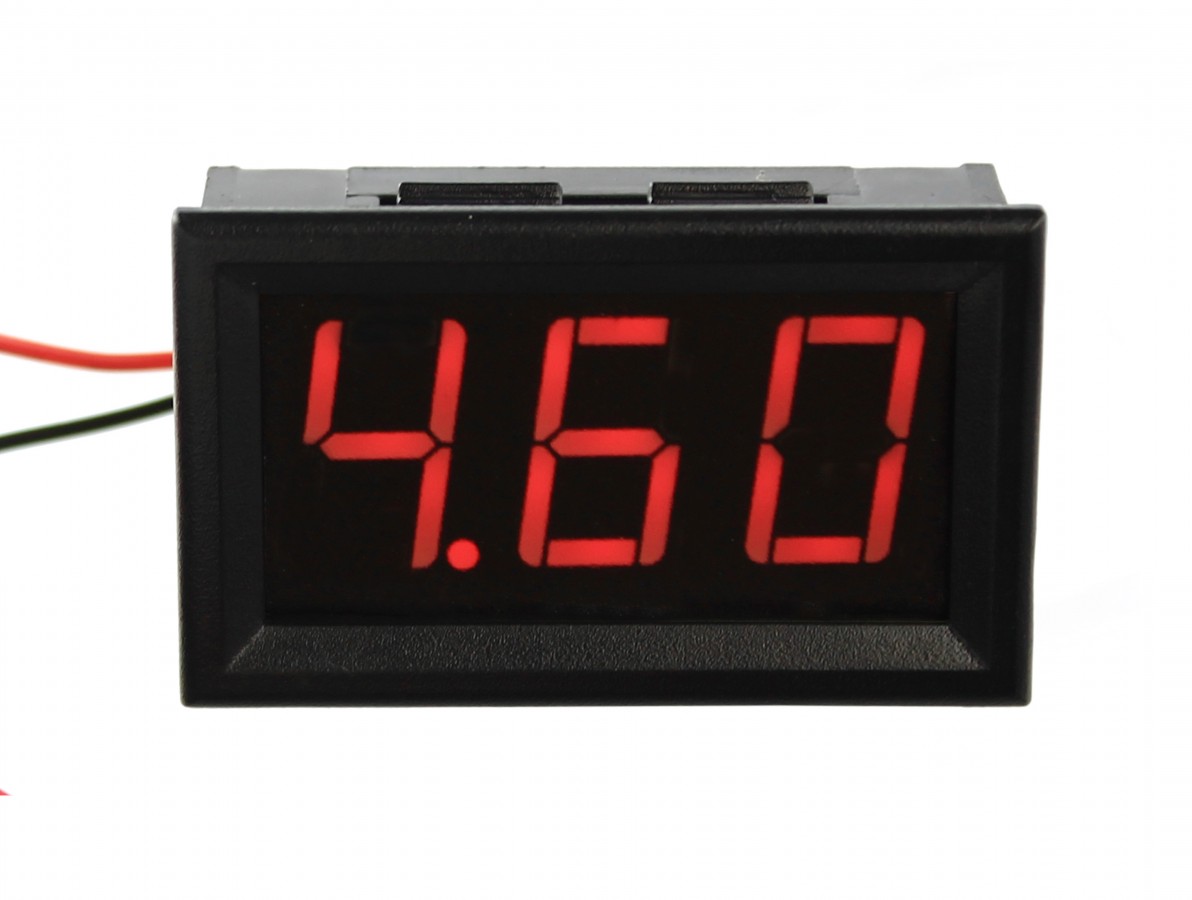 Voltímetro Digital 3 dígitos LED 4V a 30VDC - Vermelho